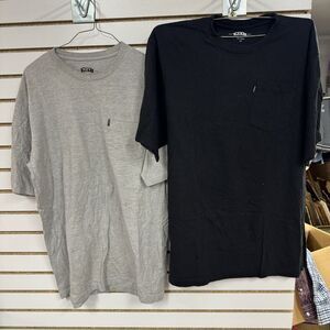 Pair 2 Vtg Y2K? KEY Blank Gray / Black Pocket T Shirts Men's Size Large Tall LT